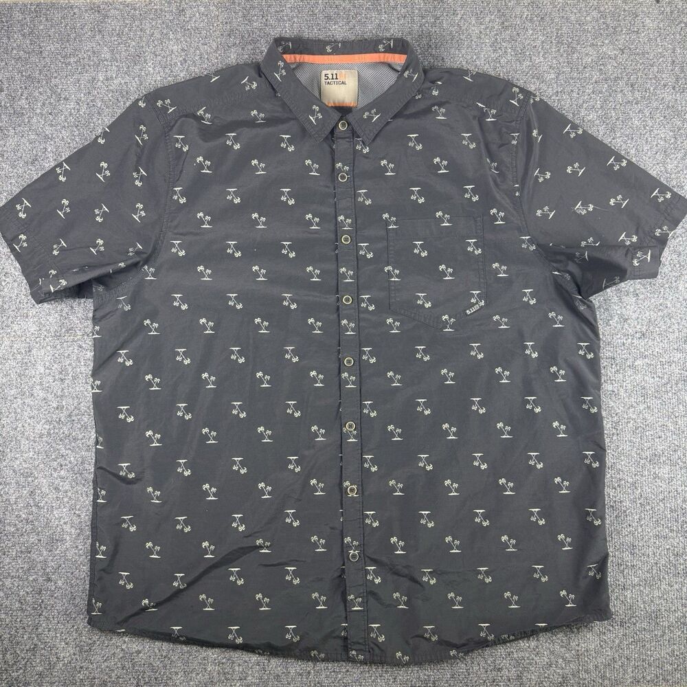 5.11 Tactical Nylon Blend Shirt Mens 2XL Short Sleeve Button Up Palms Print